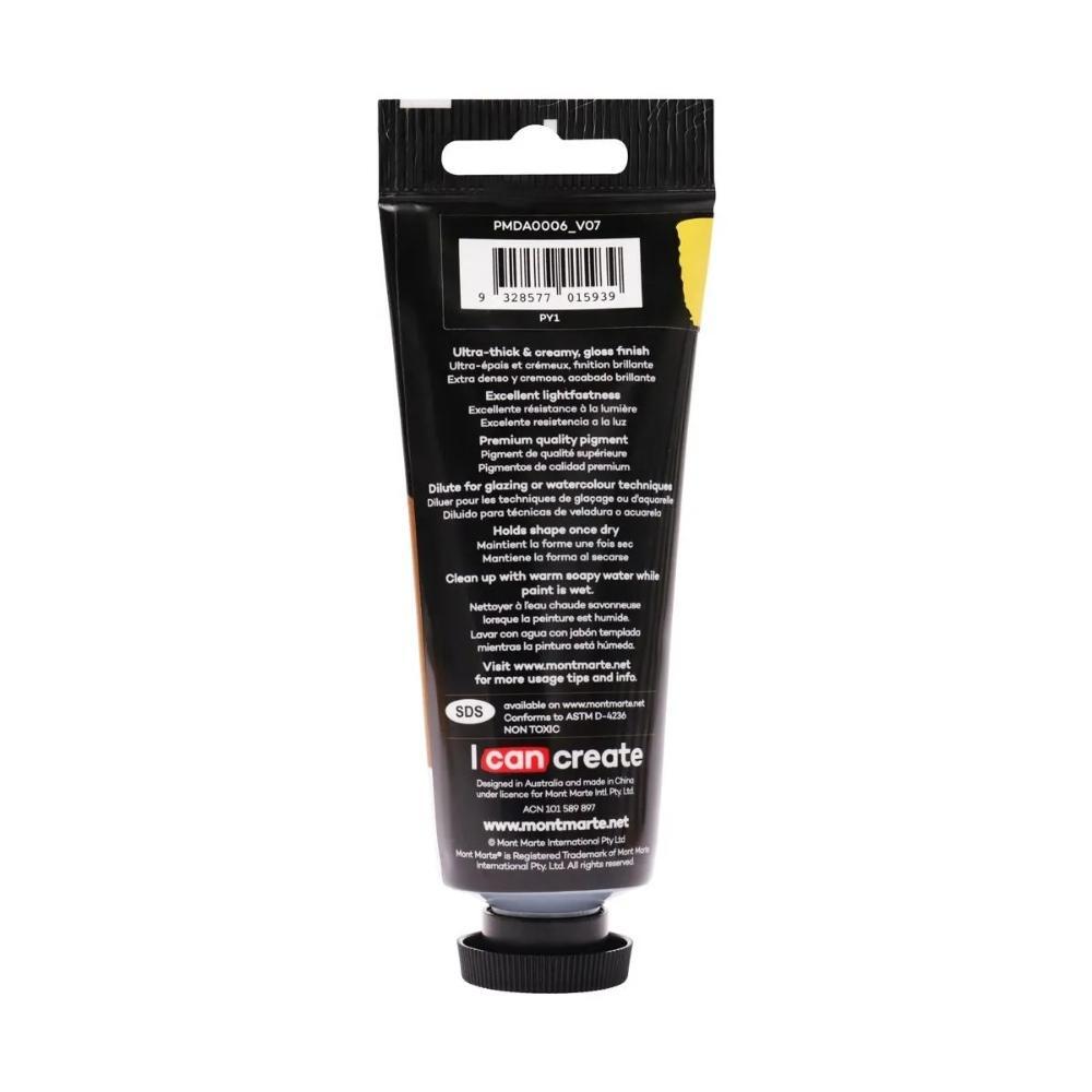 xx Mont Marte Dimension Acrylic Paint 75ml Tube - Medium Yellow