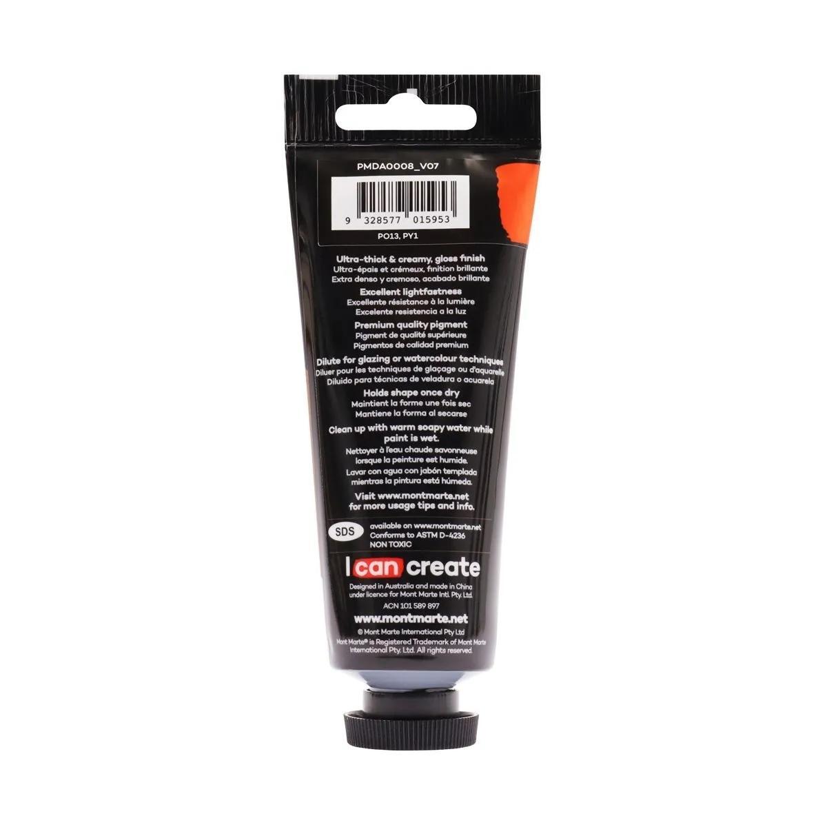 xx Mont Marte Dimension Acrylic Paint 75ml Tube - Orange