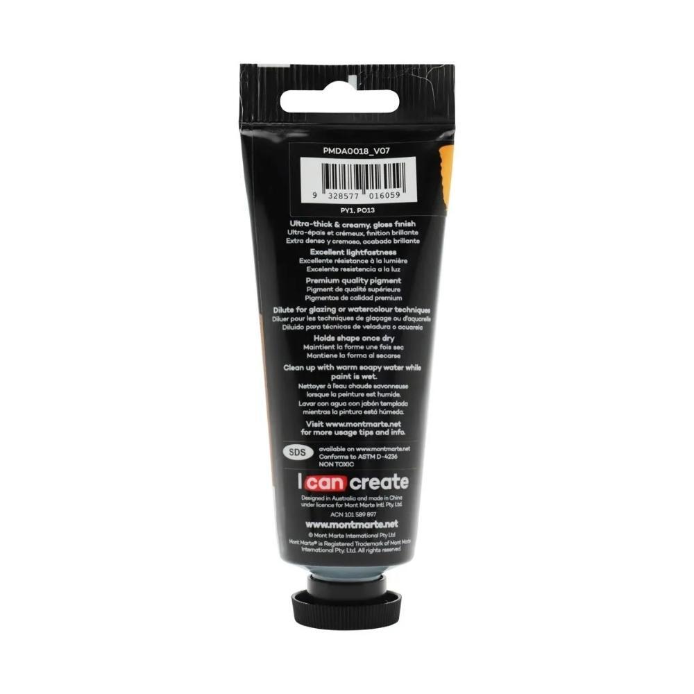 xx Mont Marte Dimension Acrylic Paint 75ml Tube - Yellow Deep