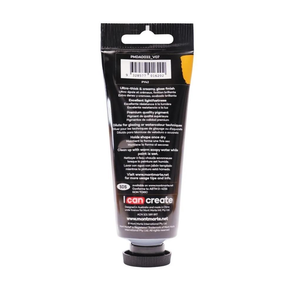xx Mont Marte Dimension Acrylic Paint 75ml Tube - Yellow Ochre