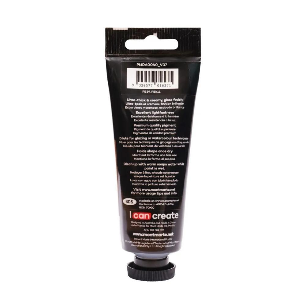 xx Mont Marte Dimension Acrylic Paint 75ml Tube - Lamp Black