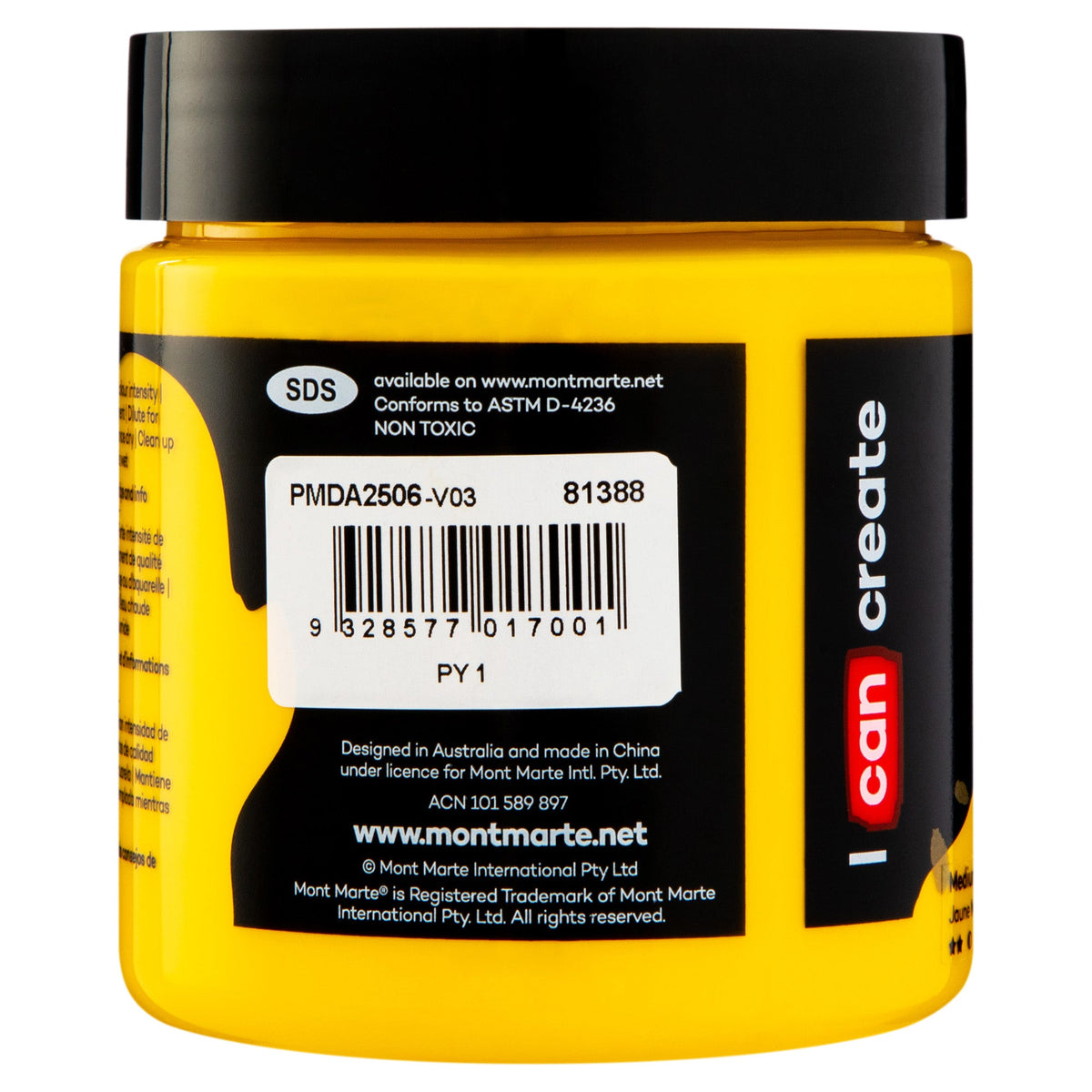 xx Mont Marte Dimension Acrylic Paint 250mls - Medium Yellow
