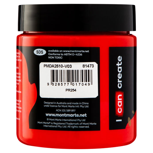 xx Mont Marte Dimension Acrylic Paint 250mls - Brilliant Red