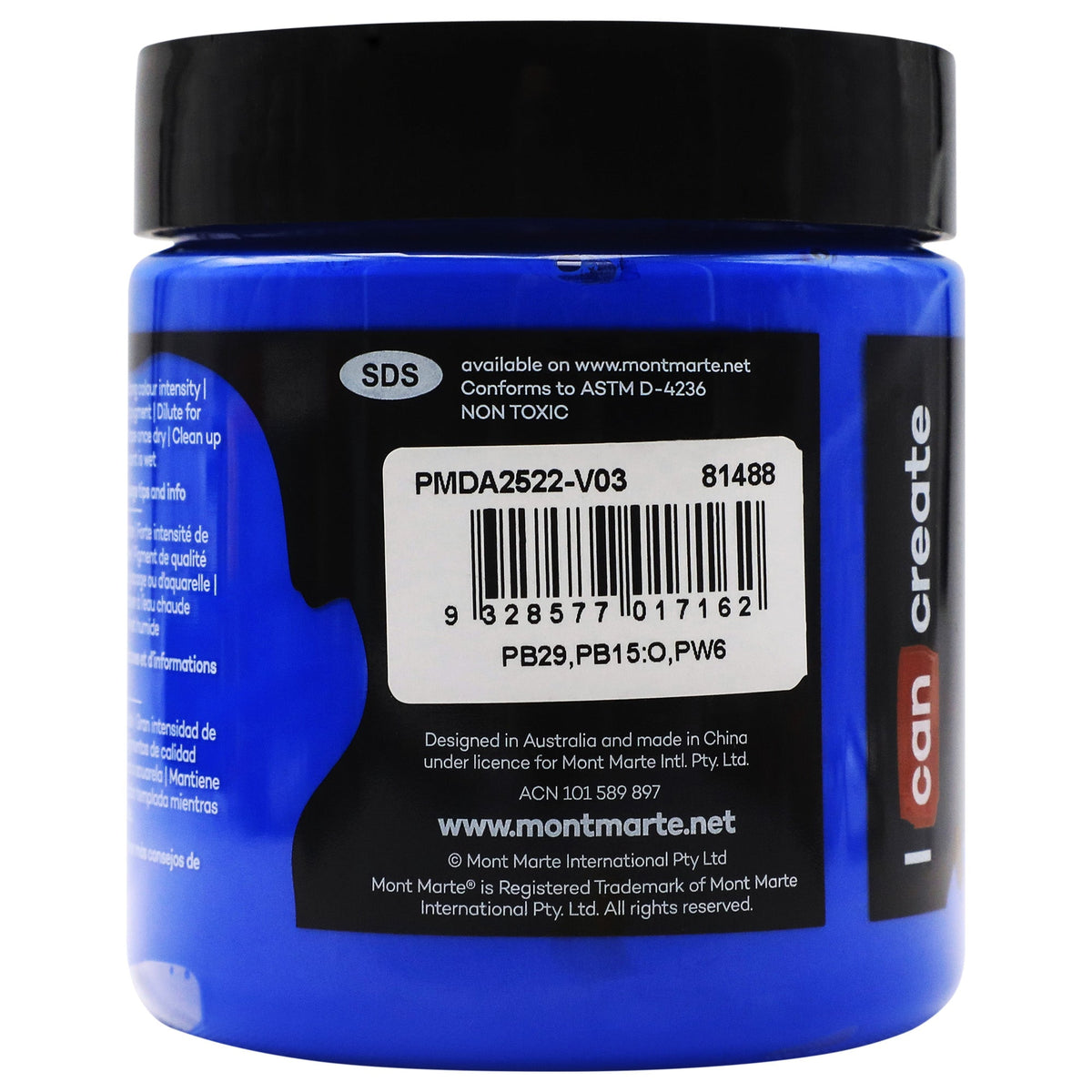 xx Mont Marte Dimension Acrylic Paint 250mls - Cobalt Blue