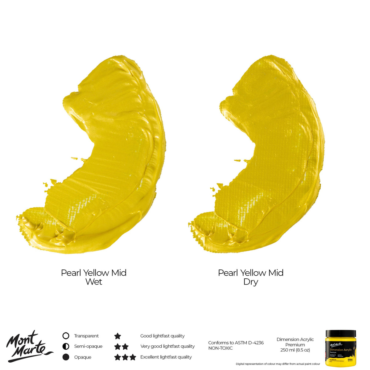 xx Mont Marte Dimension Acrylic Paint 250mls - Pearl Yellow Mid