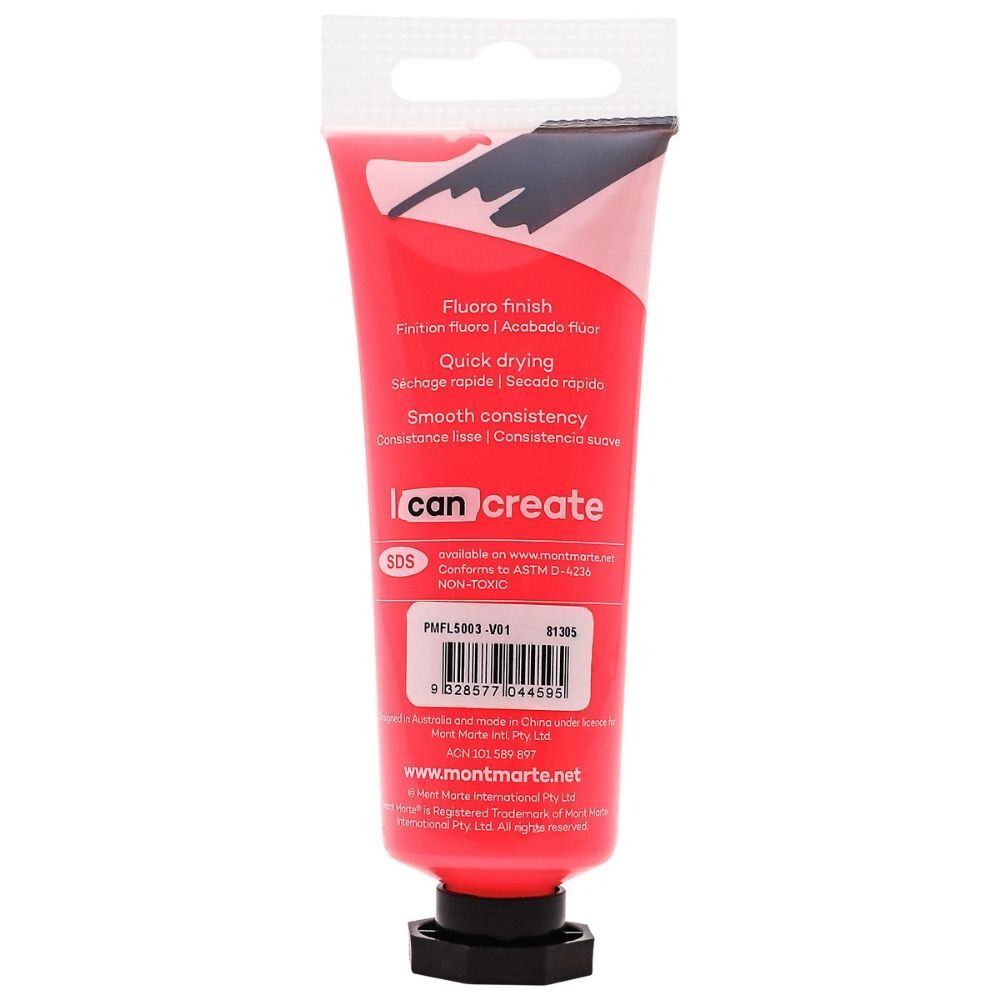 Mont Marte Fluoro Acrylic Paint 50ml - Pink