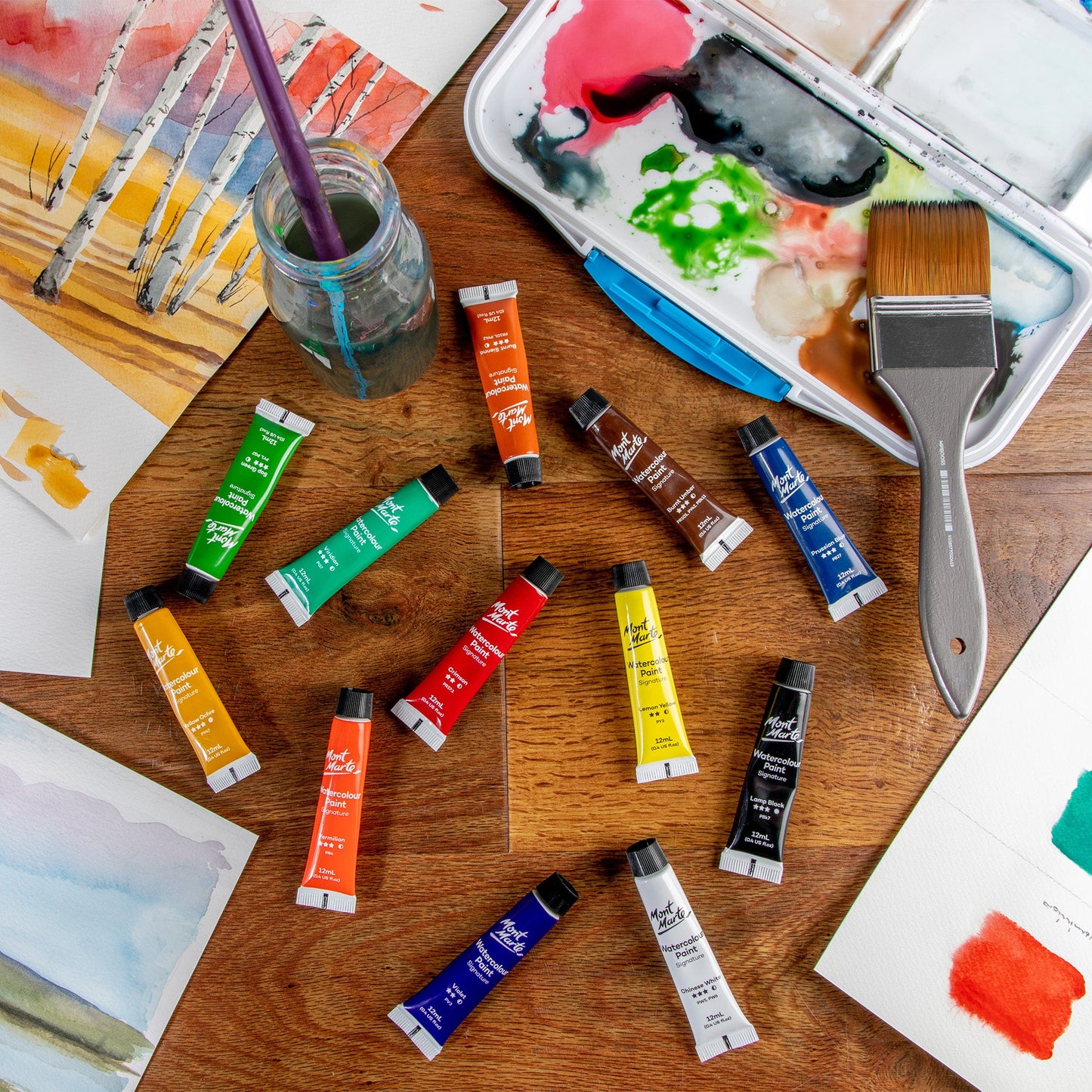 Mont Marte Watercolour Paints 12pc x 12ml