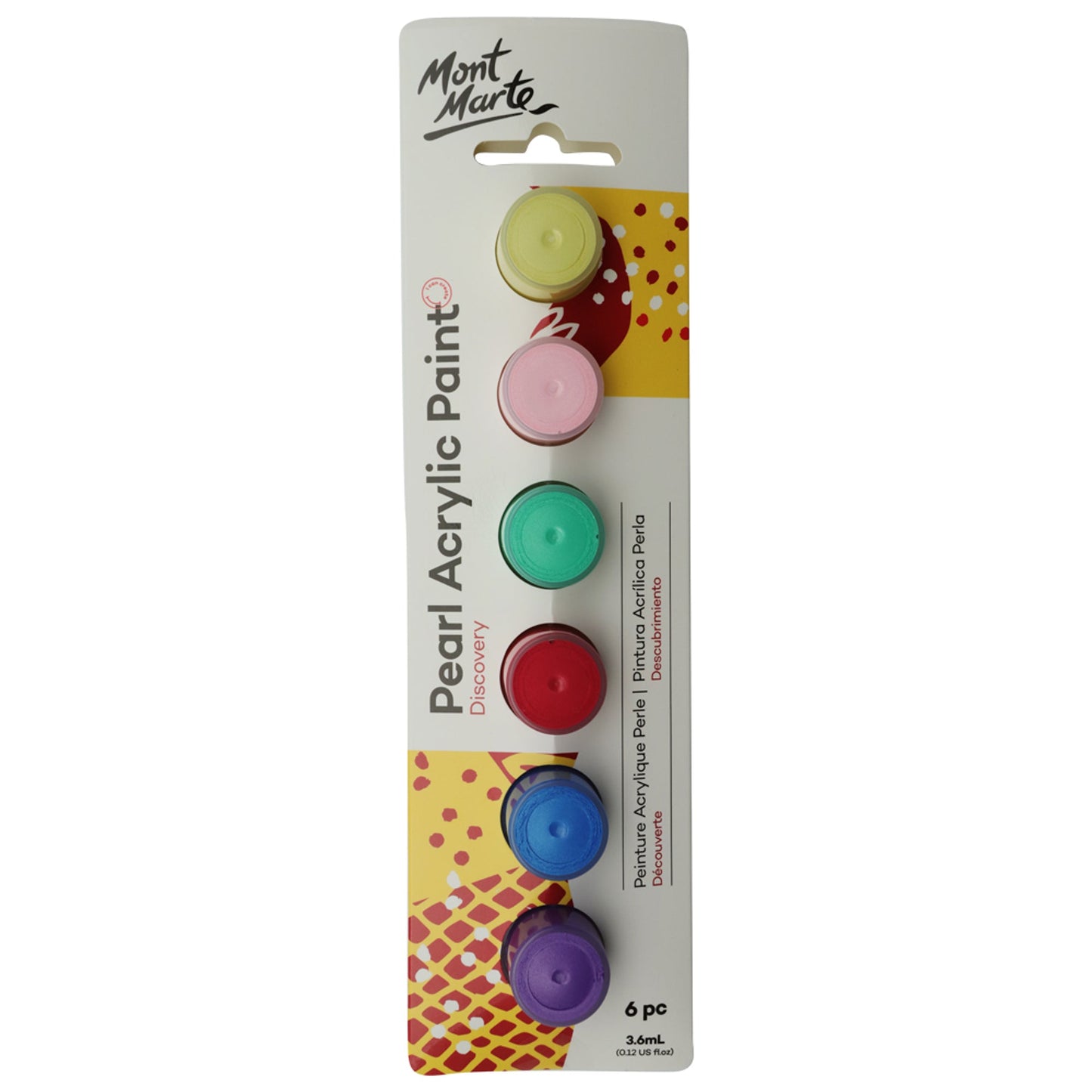 Mont Marte Discovery Paint Set - Pearl Acrylic Paint Pots 6pc x 3.6ml