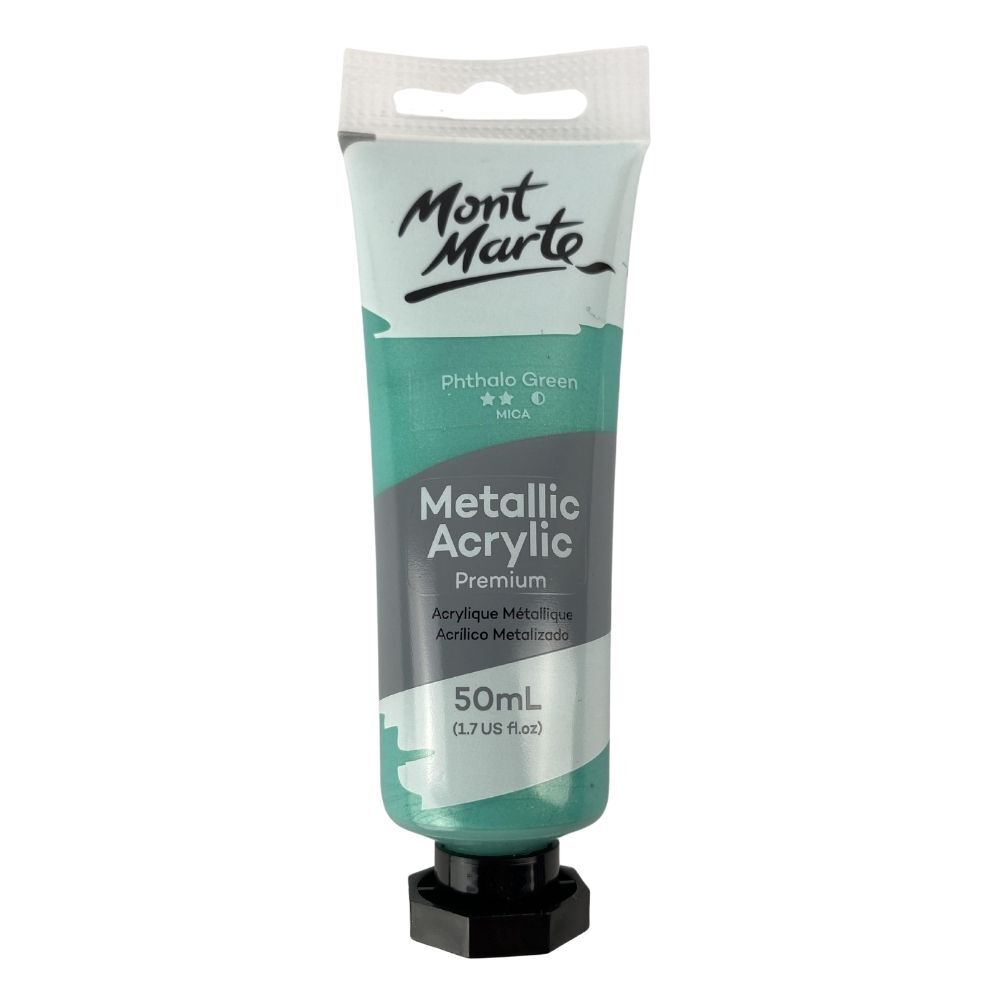 Mont Marte Metallic Acrylic Paint 50ml - Phthalo Green