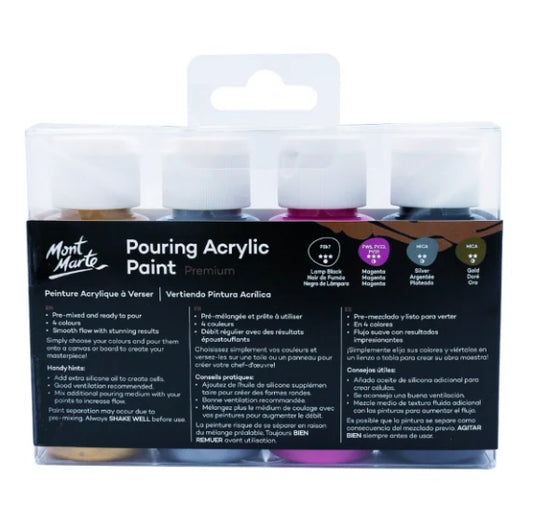 Mont Marte Pouring Acrylic 4pc x 60ml - Cosmic
