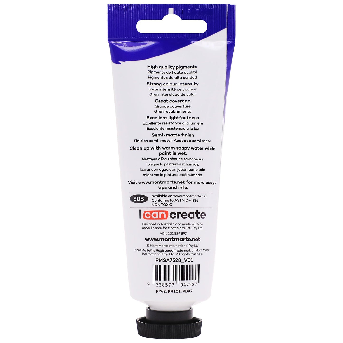 Mont Marte Satin Acrylic Paint 75ml Tube - Raw Umber
