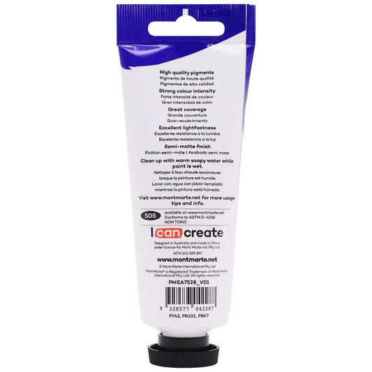 Mont Marte Satin Acrylic Paint 75ml Tube - Raw Umber