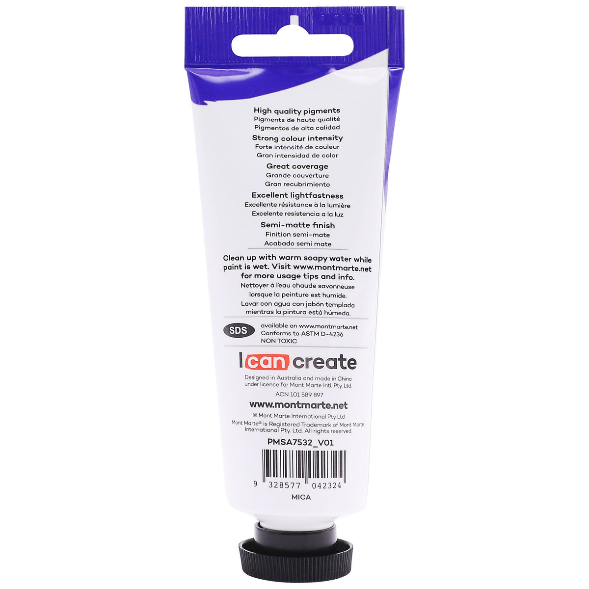 Mont Marte Satin Acrylic Paint 75ml Tube - Silver