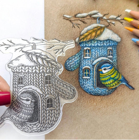 Lesia Zgharda Clear Stamp “Knitted Glove Birdhouse”