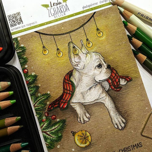 Lesia Zgharda Clear Stamp "French bulldog under the blanket with sentiment"