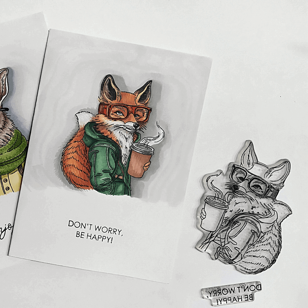 Lesia Zgharda Sentiment Stamp Set Don`t Worry, be Happy!