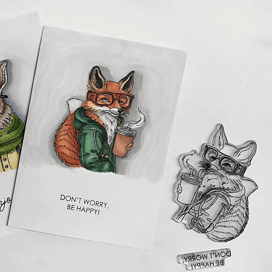 Lesia Zgharda Sentiment Stamp Set Don`t Worry, be Happy!