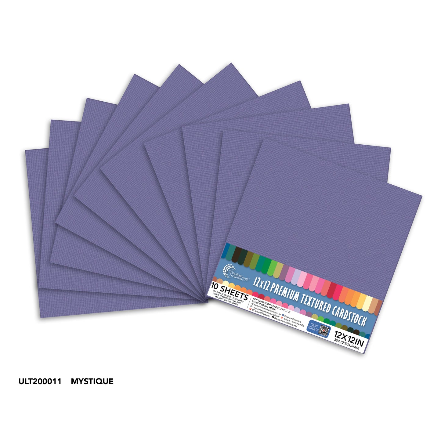 CC Textured Cardstock - 12x12 - Mystique (216gsm) - 10 Sheets