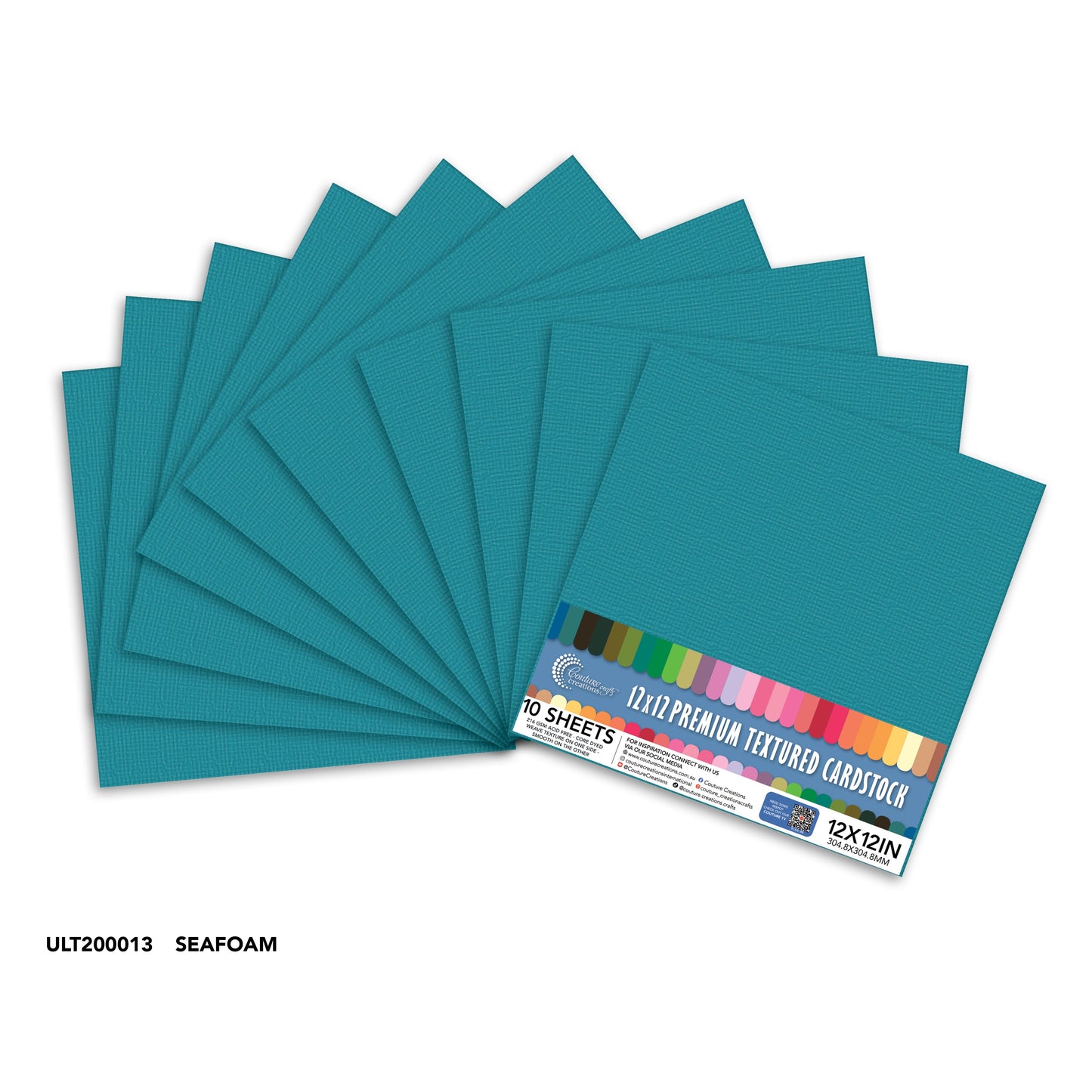 CC Textured Cardstock - 12x12 - Seafoam (216gsm) - 10 Sheets