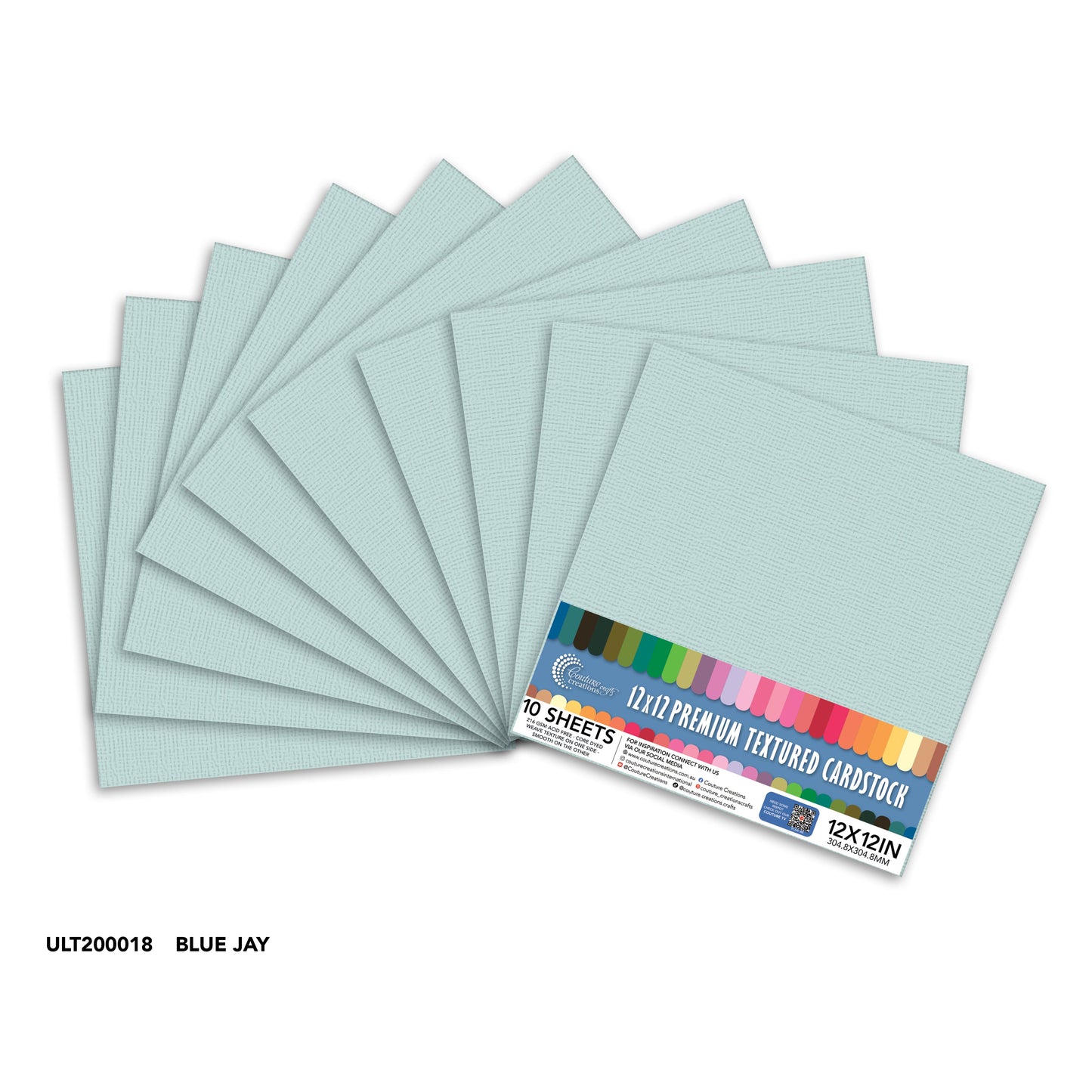 CC Textured Cardstock - 12x12 - Blue Jay (216gsm) - 10 Sheets