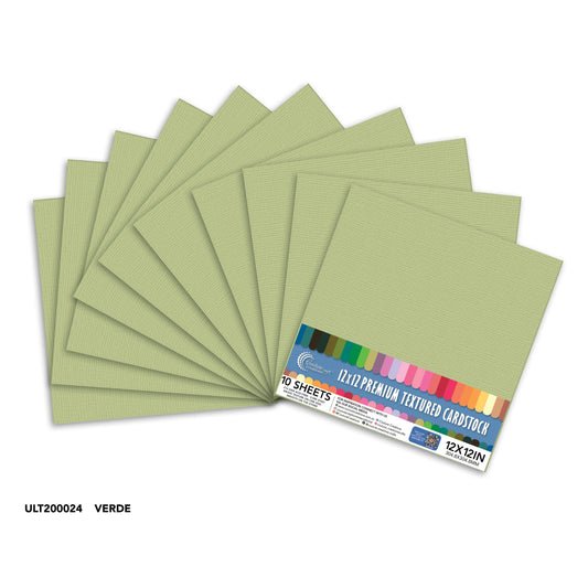 CC Textured Cardstock - 12x12 - Verde (250gsm) - 10 Sheets