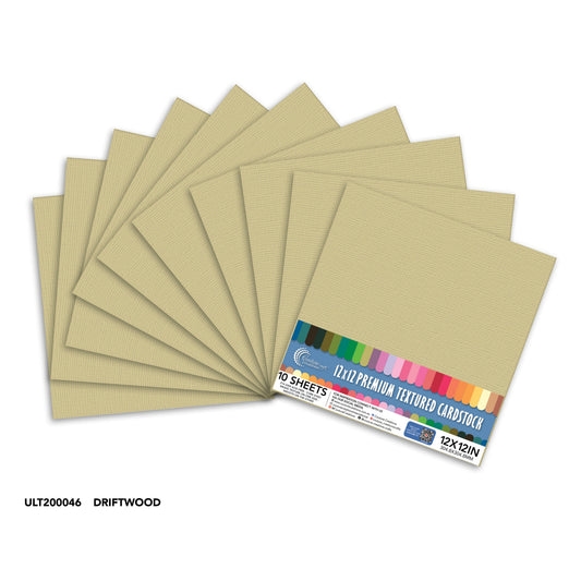 CC Textured Cardstock - 12x12 - Driftwood (250gsm) - 10 Sheets