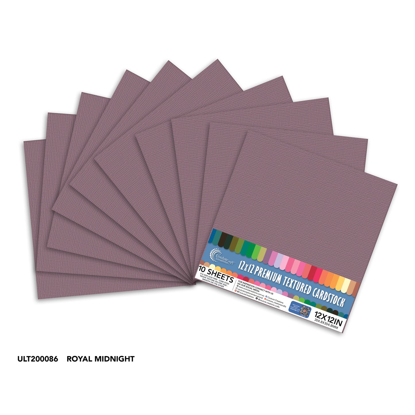 CC Textured Cardstock - 12x12 - Royal Midnight (216gsm) - 10 Sheets