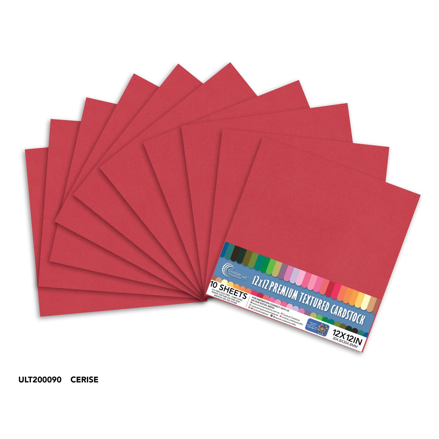 CC Textured Cardstock - 12x12 - Cerise (216gsm) - 10 Sheets