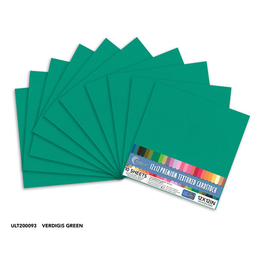CC Textured Cardstock - 12x12 - Verdigris Green (216gsm) - 10 Sheets