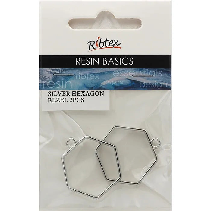 Ribtex UV Resin Bezel Frame Hexagon Pk2 Silver