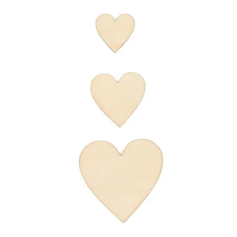 Value Craft Assorted Wood Hearts Pk60