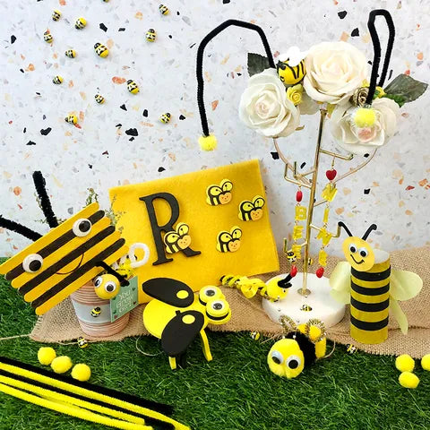 Value Craft Assorted Wood Bees Pk40