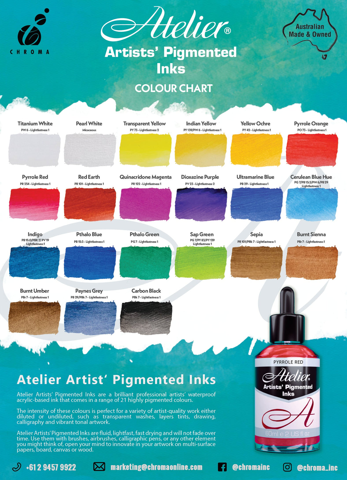 Atelier Artist Pigment Inks 60ml - Quinacridone Magenta