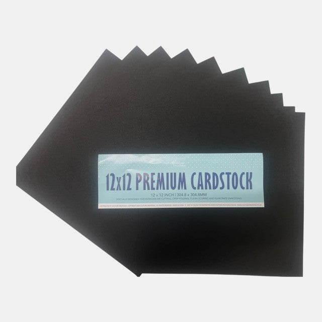 Smooth Black Cardstock (10pk) - 304.8 x 304.8mm | 12 x 12in - 216gsm