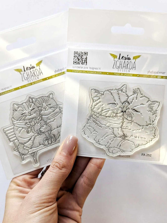 Lesia Zgharda Stamp "Lovable Couple of Cats"