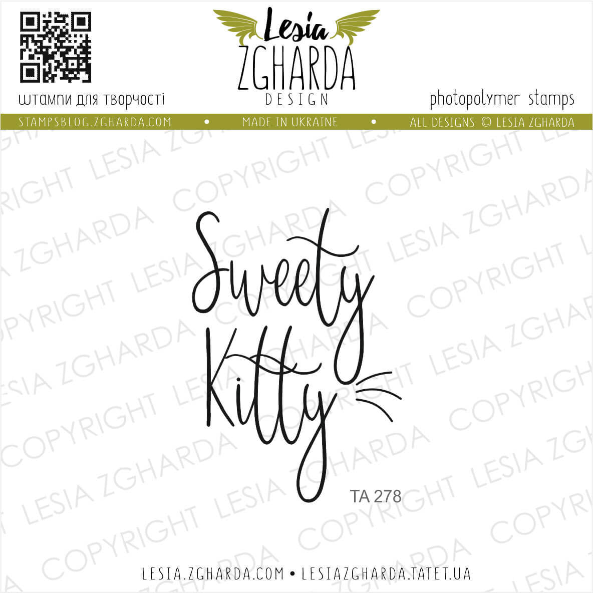 Lesia Zgharda Sentiment Stamp Set Sweet Kitty