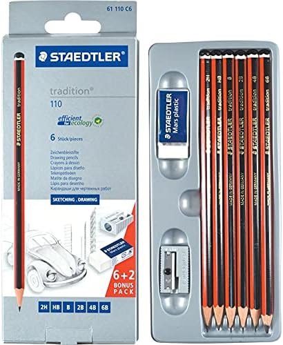 Staedtler Tradition Pencils Asstd Set of 6 with Bonus Eraser and Sharpener