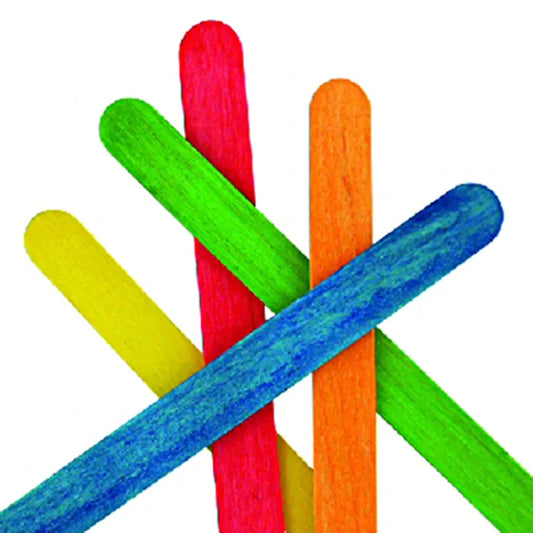Value Craft Wood Icy Pole Sticks Coloured 15cm Pk100