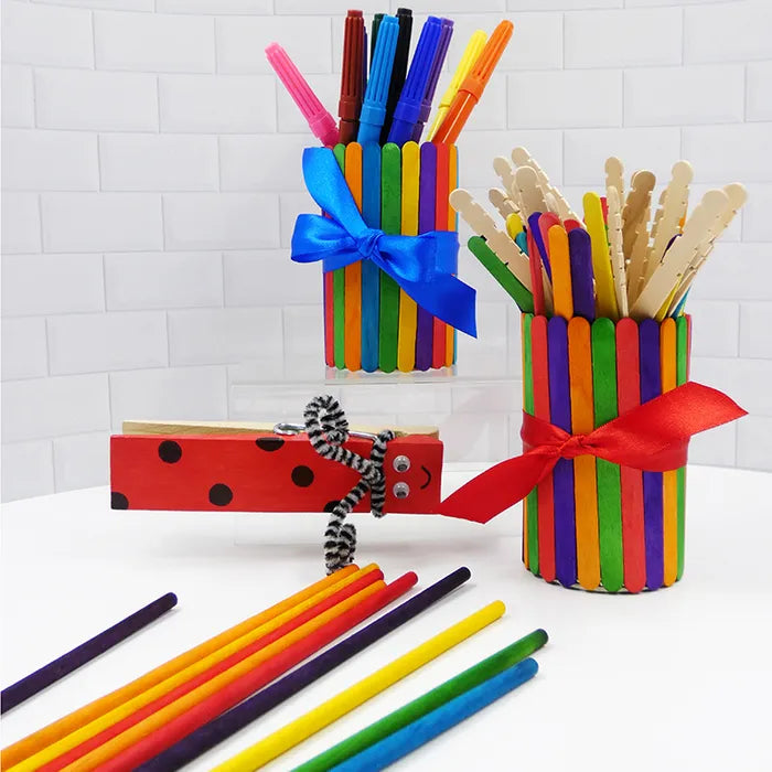 Value Craft Wood Icy Pole Sticks Coloured 15cm Pk100