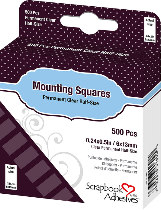 Scrapbook Adhesives Clear Half Size Mounting Squares PK500 - Permanent