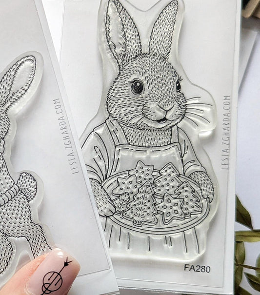 Lesia Zgharda Mama Bunny with Christmas Cookies Clear Stamp Set