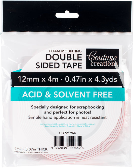 CC Foam Mounting Tape Dble/sided 12mmx4m