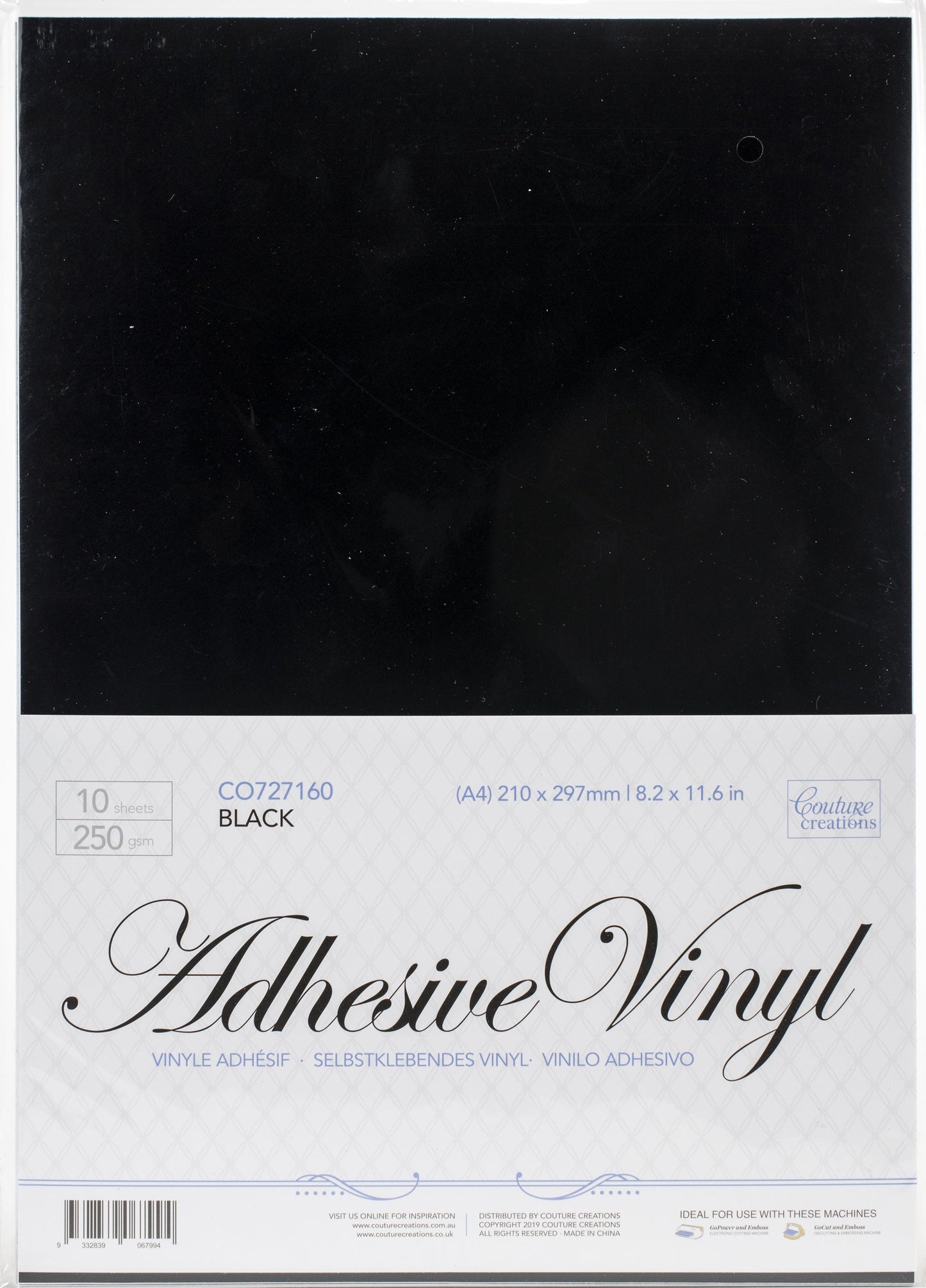CC Adhesive Vinyl A4 Black 10 Sheets