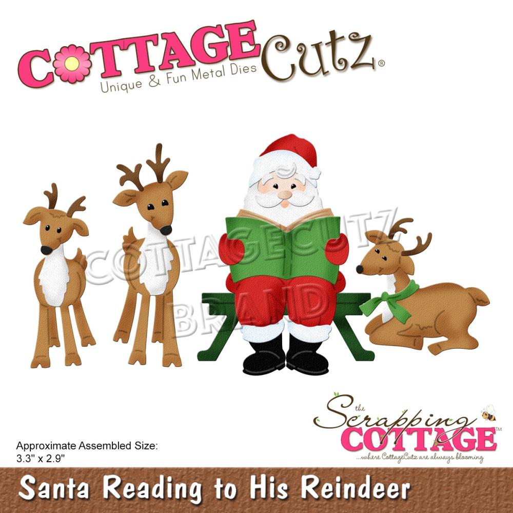 Cottage Cutz Santa Reading to his Reindeer Die