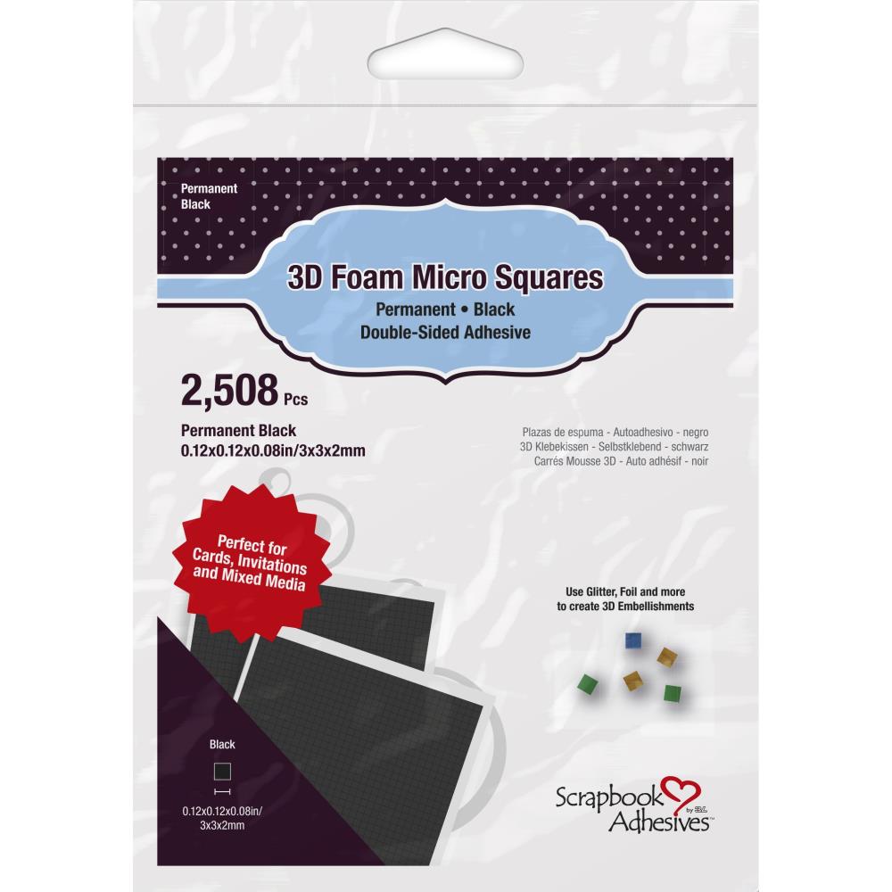 Scrapbook Adhesives Black 3D Foam Micro Squares PK2508