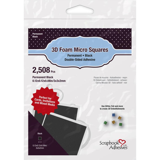 Scrapbook Adhesives Black 3D Foam Micro Squares PK2508