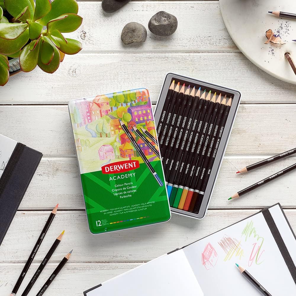 Derwent Academy Coloured Pencils Tin 12