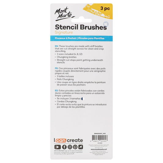 Mont Marte Paint Brush Set - Professional Stencil Brush 3pc