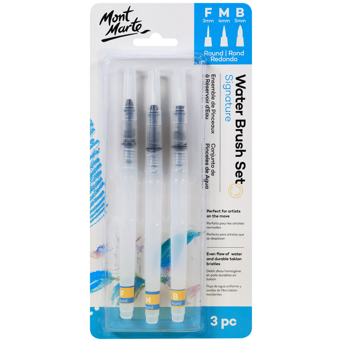 Mont Marte Signature Waterbrush Set 3 Piece Fine/ Medium/ Broad