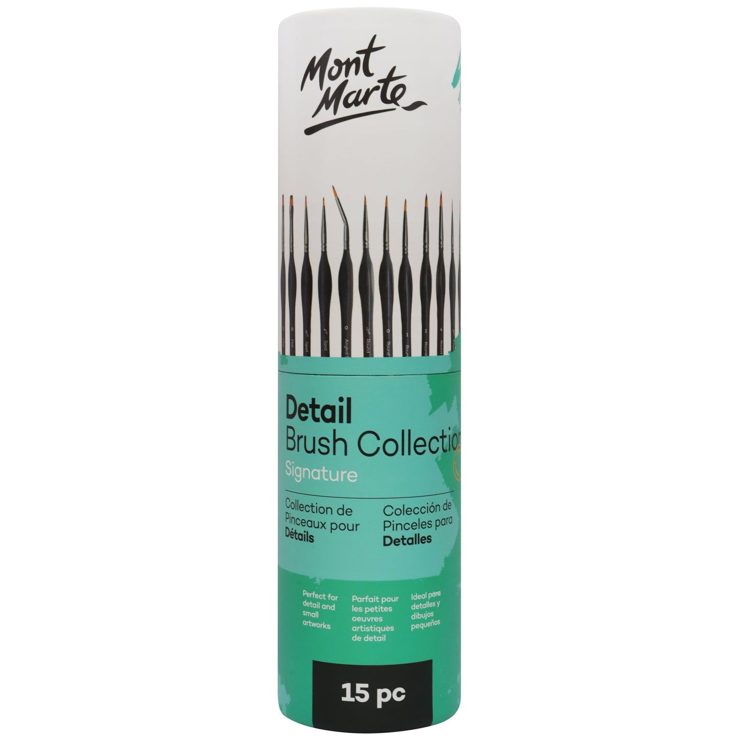 Mont Marte Detailer Paint Brush Set - Taklon Bristle Detailer Collection 15pc